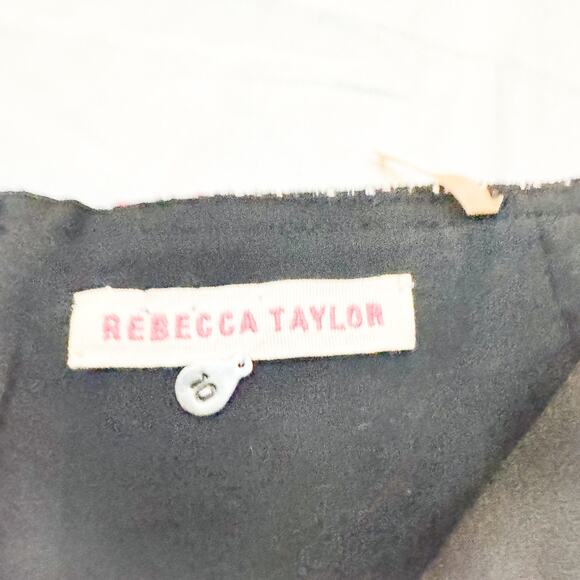 Rebecca Taylor Tweed Black/Pink Pencil Skirt Front Slit Back Zipper Size 10 MINT - Picture 3 of 7